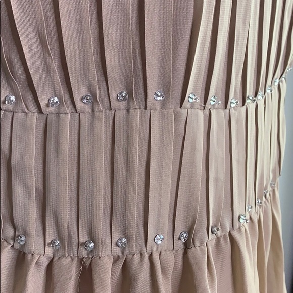 Strapless Taupe Rhinestone Party Dress New Small - Picture 6 of 14